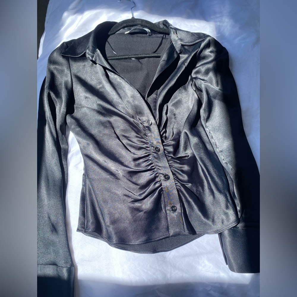 Zara pleated Satin effect shirt